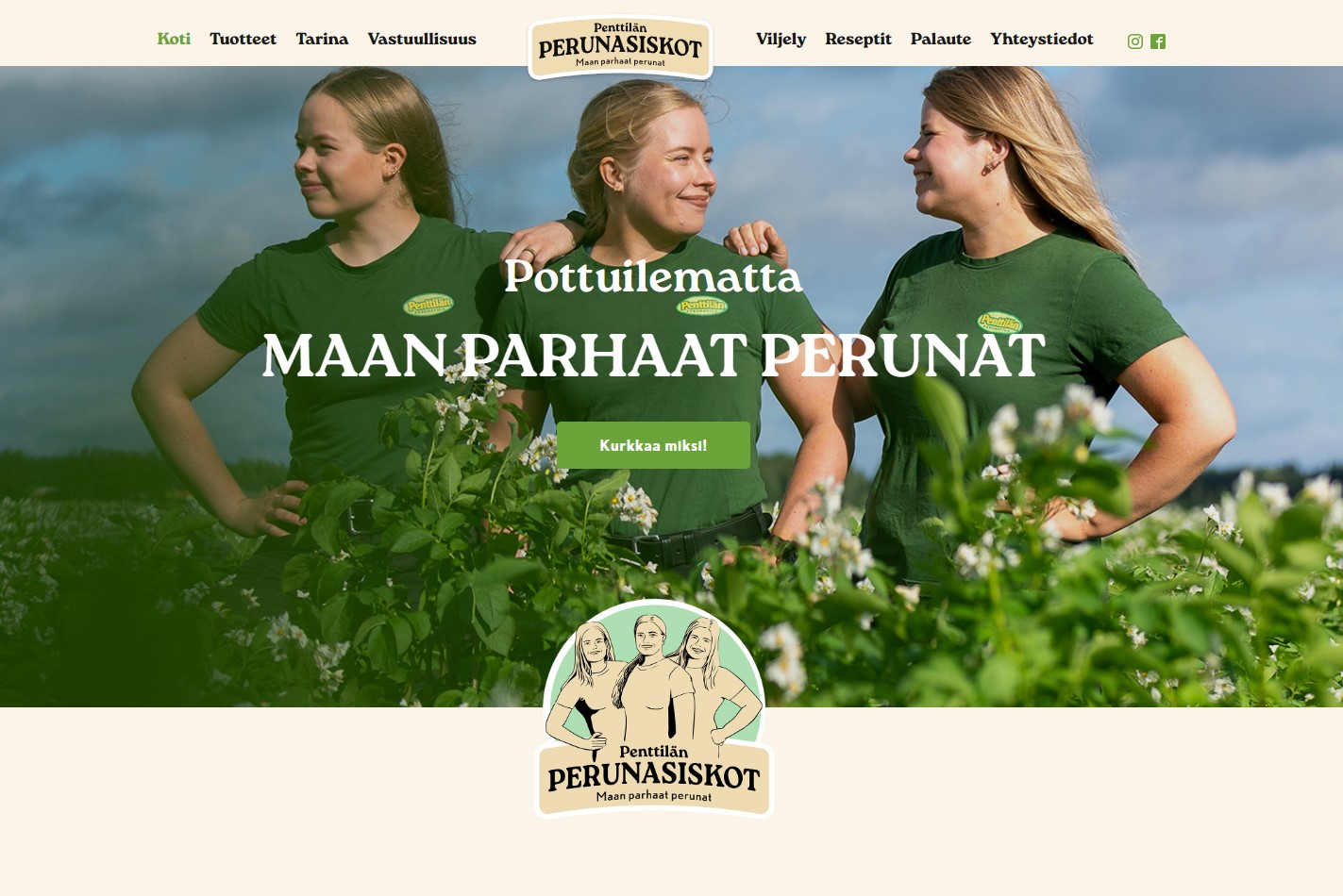 Perunasiskot – Sivuston toteutus valmiille brändille